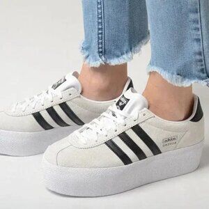 ADIDAS WOMEN'S Gazelle Up WHITE/BLACK SNEAKERS Sz-US 7.5